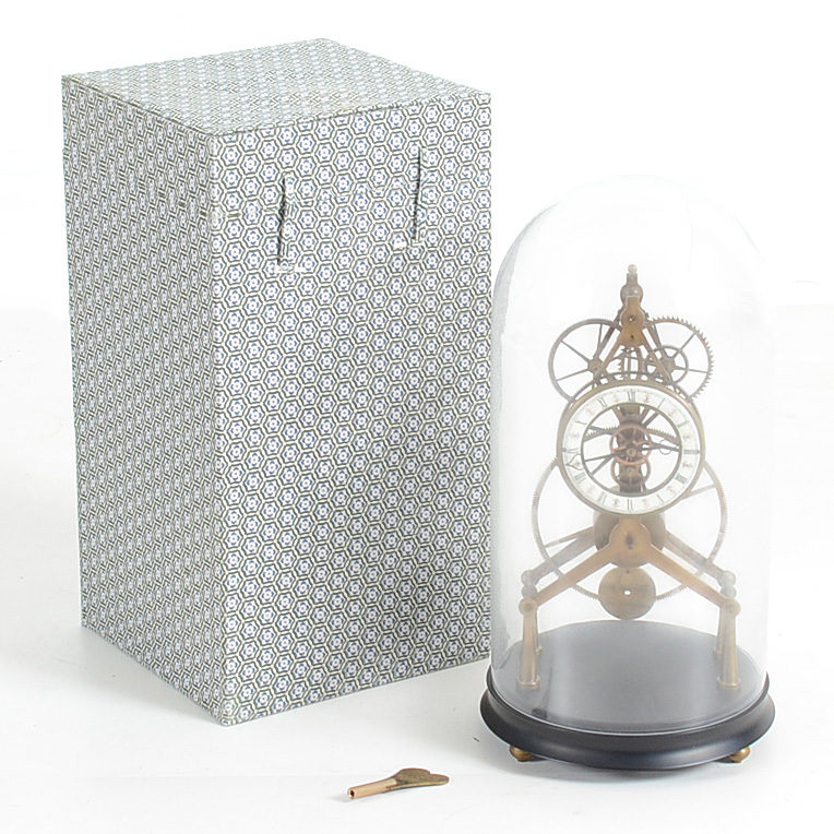 Great Wheel Skeleton Clock with Glass Dome