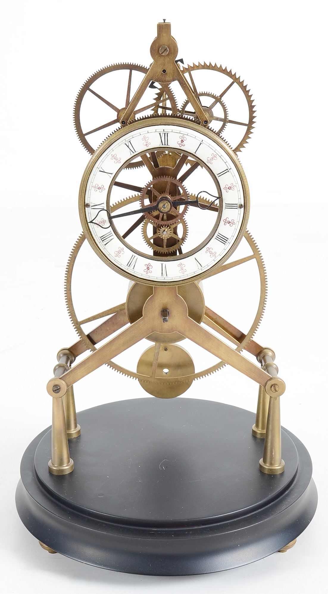 Great Wheel Skeleton Clock with Glass Dome