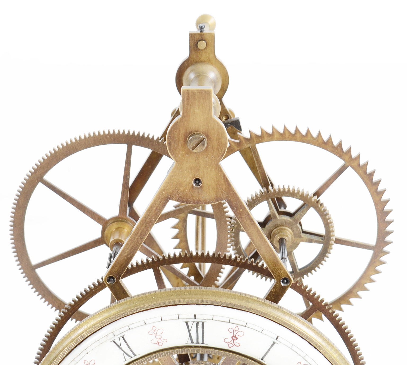 Great Wheel Skeleton Clock with Glass Dome