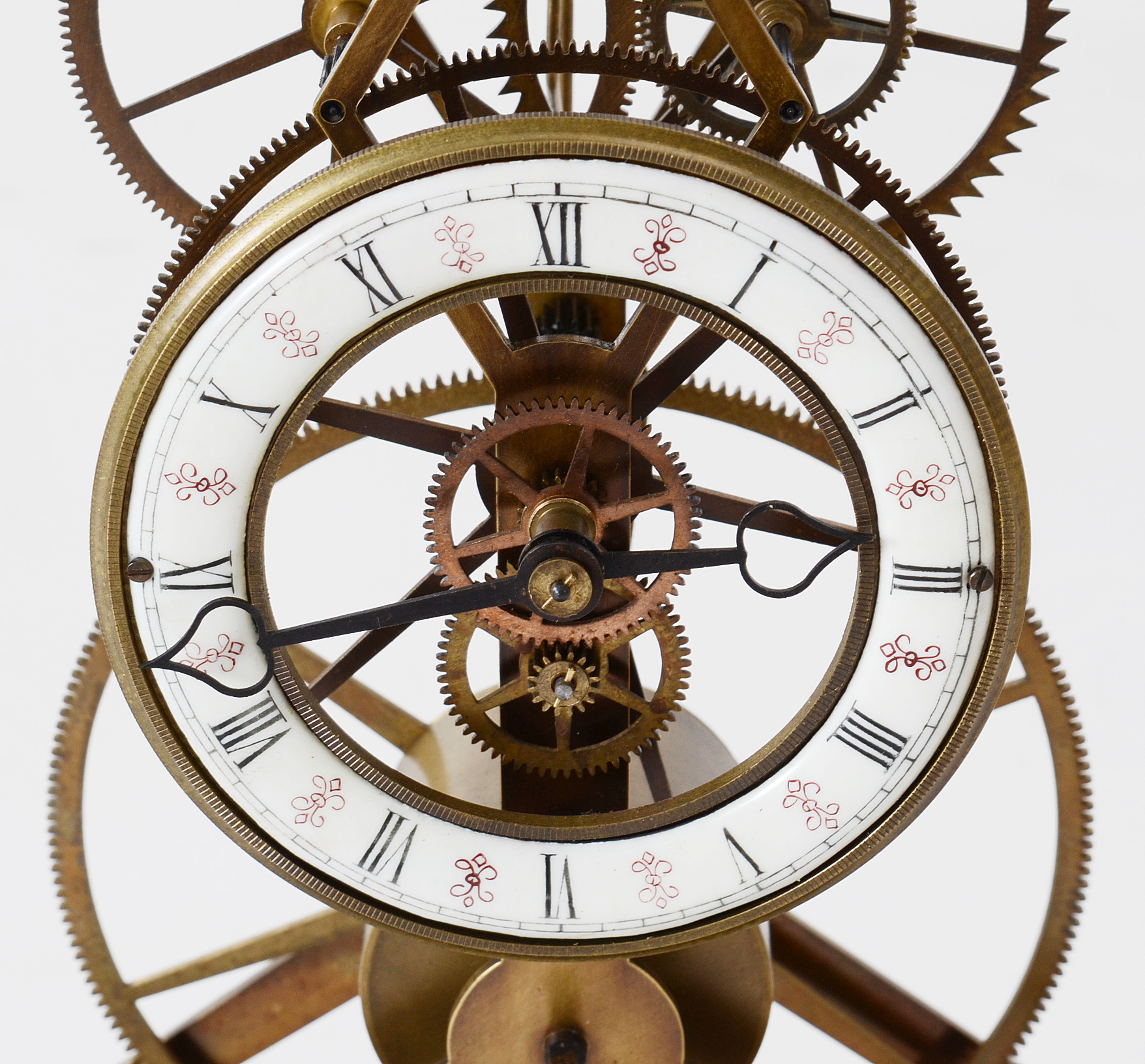 Great Wheel Skeleton Clock with Glass Dome