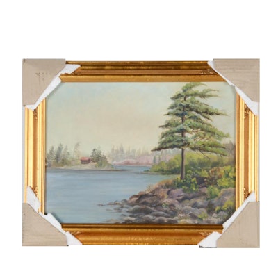 Geraldine Lewis Signed Acrylic Landscape Painting Geraldine Lewis Signed Acrylic Landscape Painting