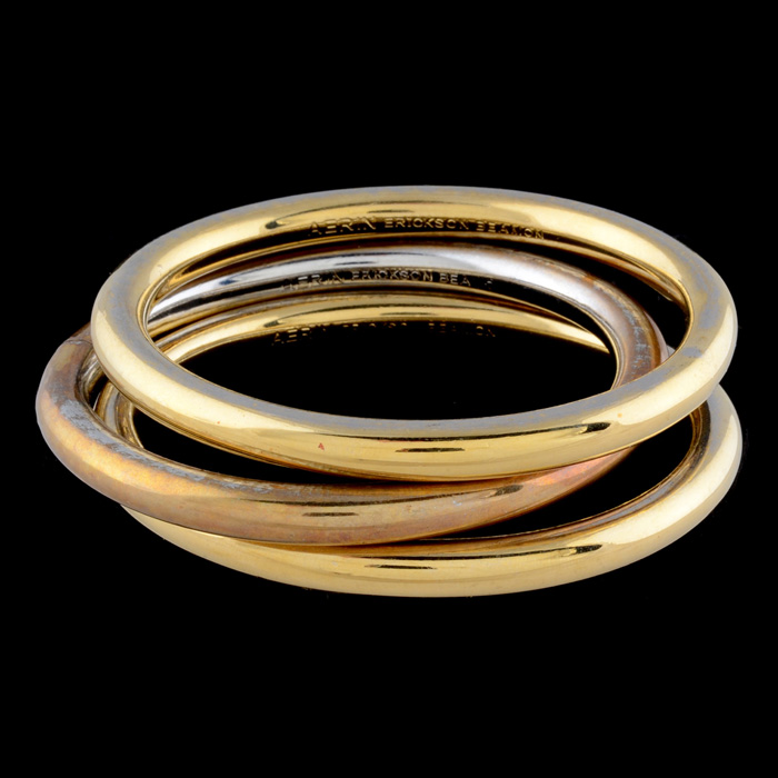 Three Aerin Erickson Beamon Gold Plated "Day Essentials" Bangle Bracelets