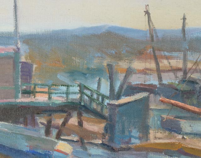 Chuck Fee Wong Oil Painting on Canvas "Bustling Pier"