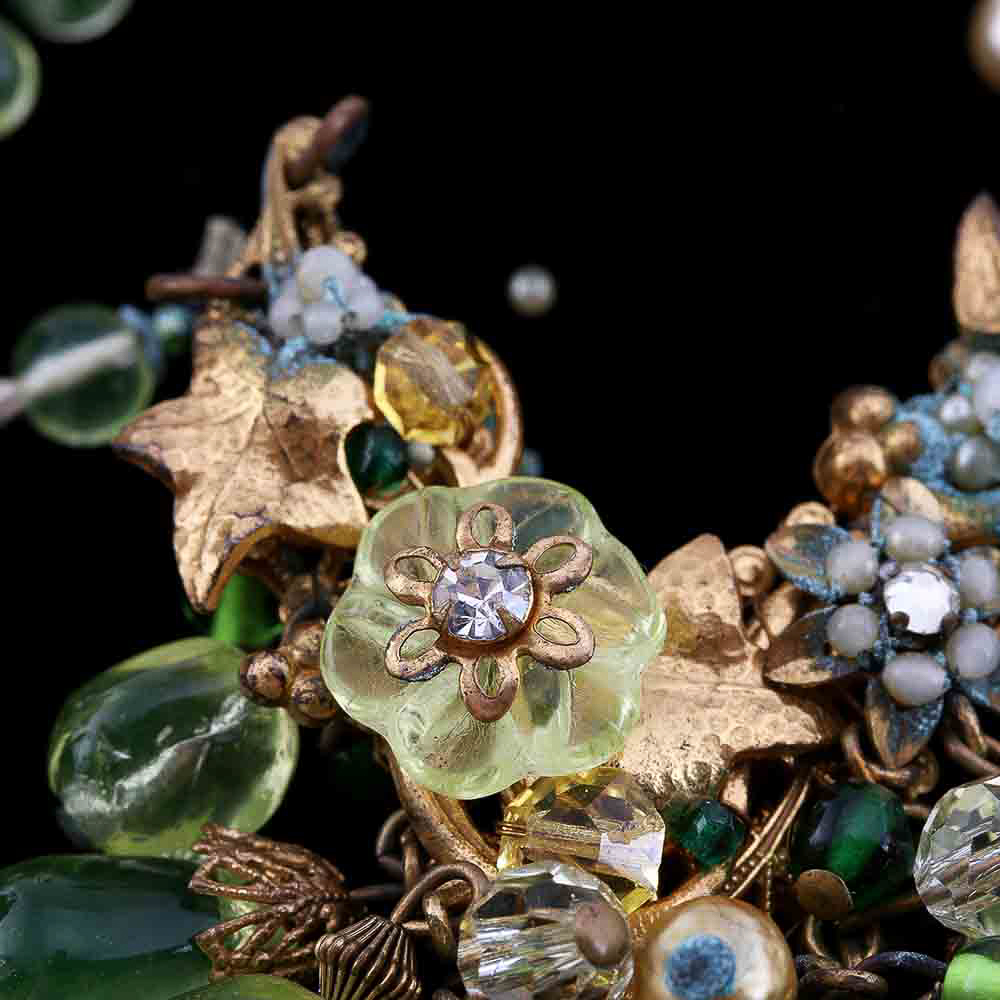 White Faux Pearl and Green Beaded Necklace and Earrings