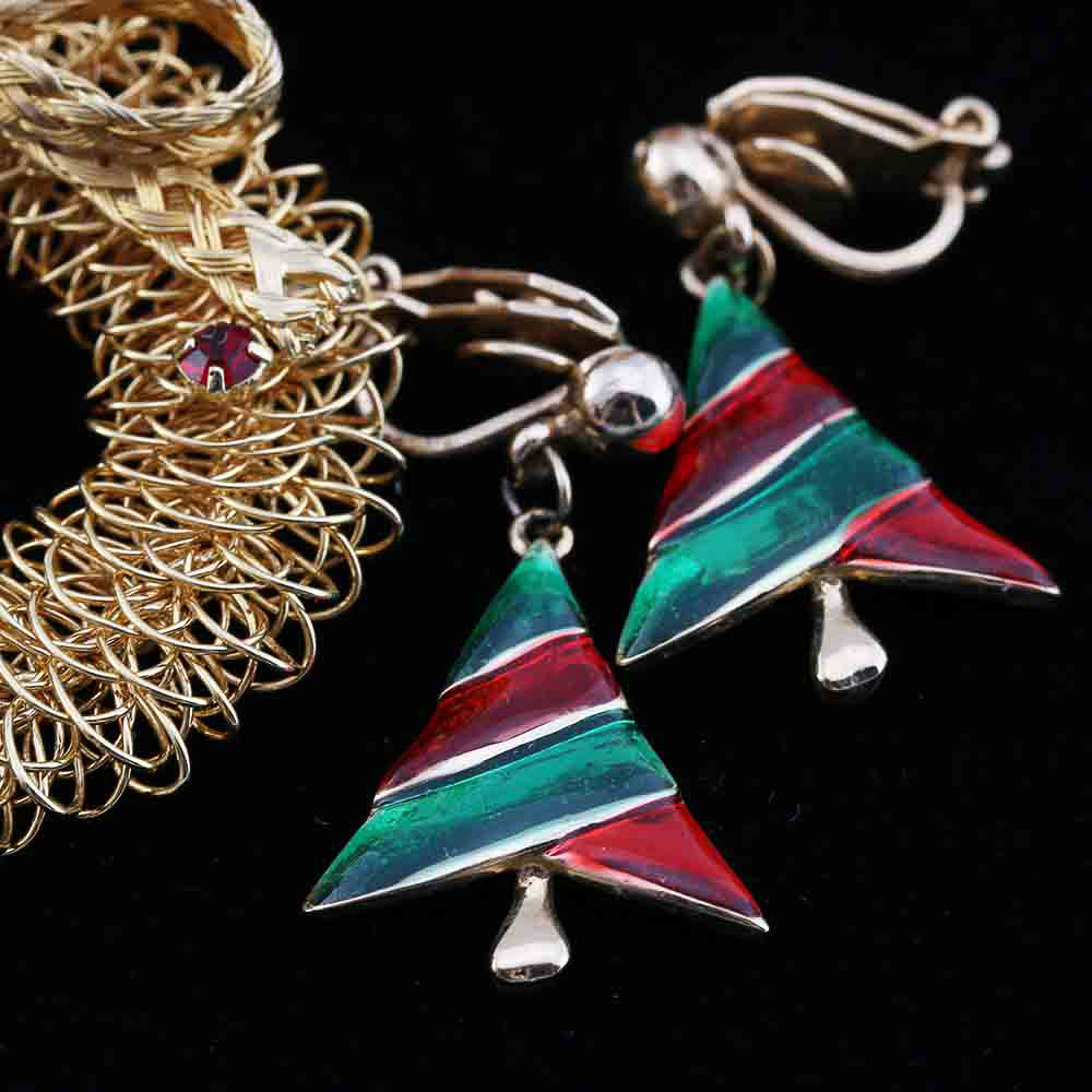 Assortment of Christmas Pins and Clip-On Earrings