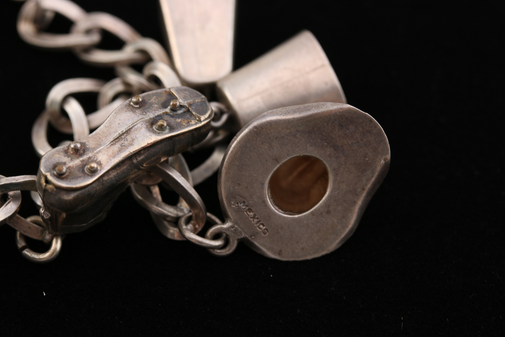 Collection of Stamped Silver Charm Bracelets