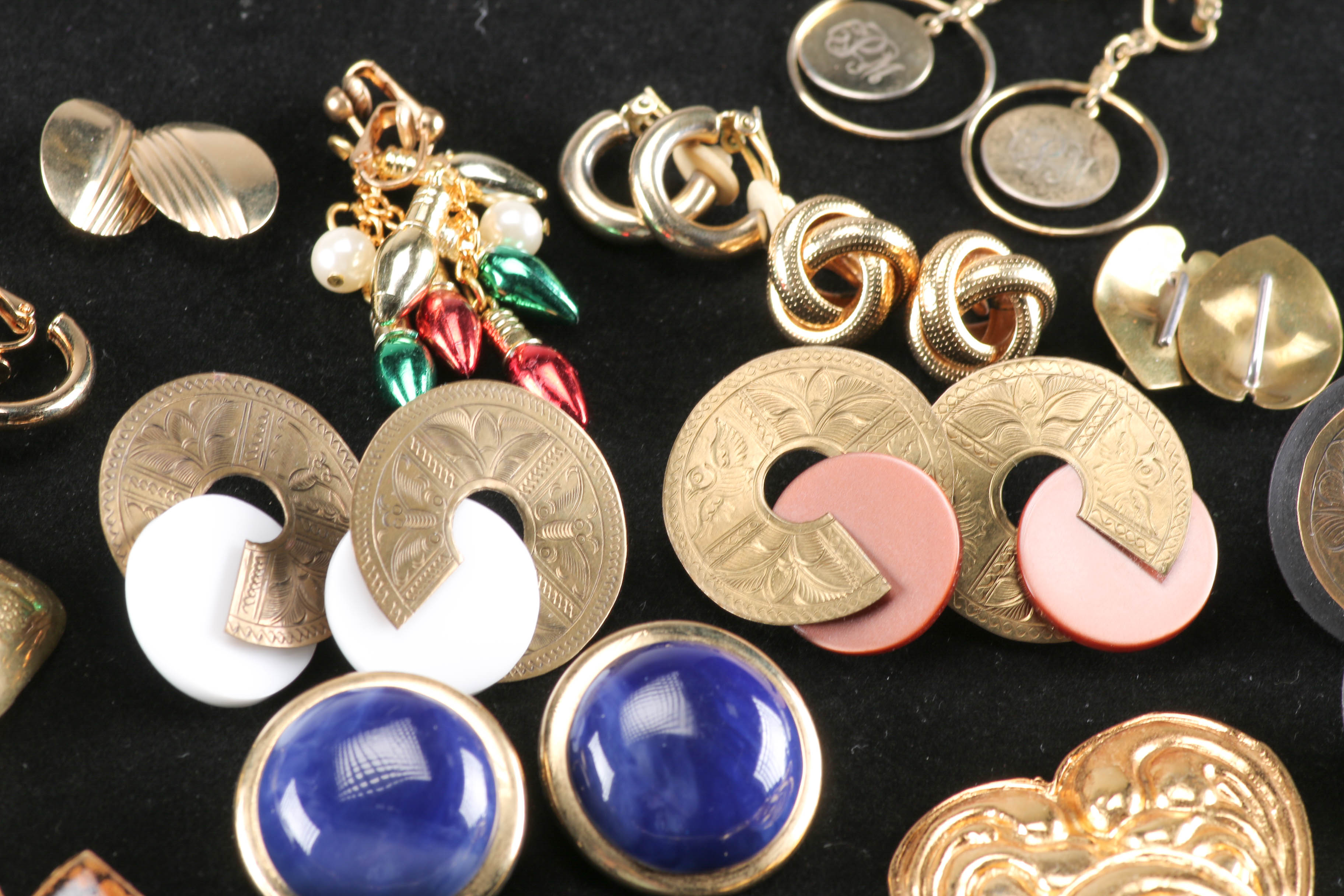 Assortment of Gold Tone Costume Earrings