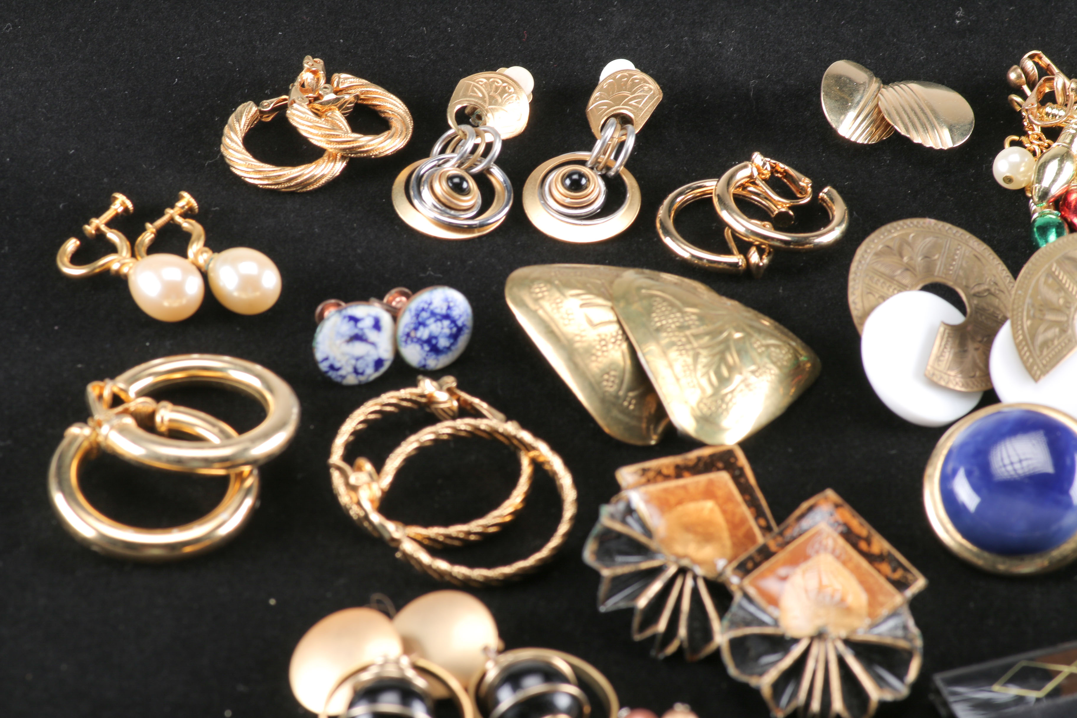 Assortment of Gold Tone Costume Earrings
