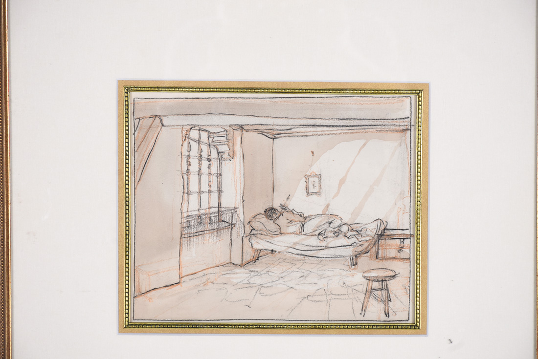 Willy Pogany Drawing and Watercolor "Set Design - Prince's Room"