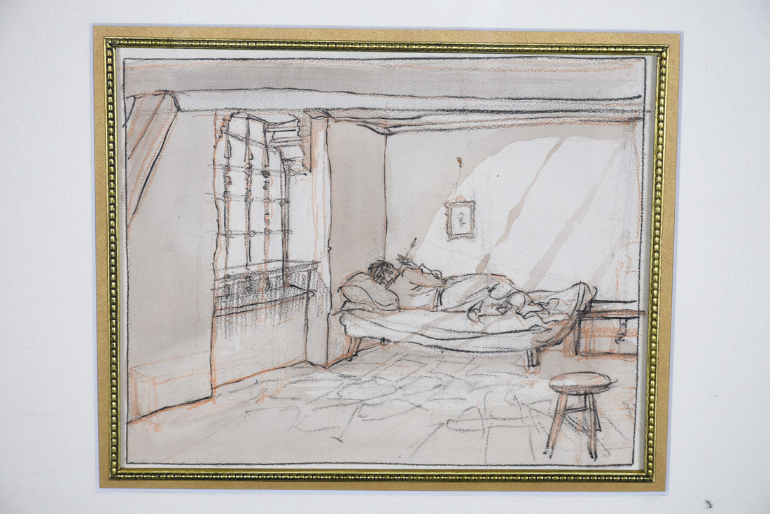 Willy Pogany Drawing and Watercolor "Set Design - Prince's Room"