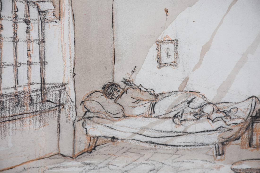 Willy Pogany Drawing and Watercolor "Set Design - Prince's Room"