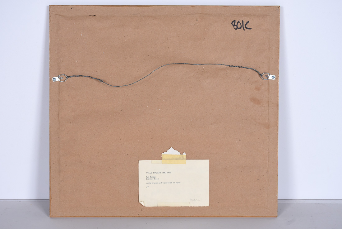 Willy Pogany Drawing and Watercolor "Set Design - Prince's Room"