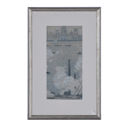 Eliot Clark Pastel "Smokestack and City Scene" Eliot Clark Pastel "Smokestack and City Scene"