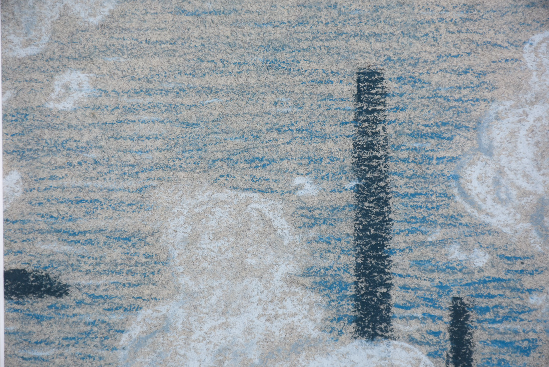 Eliot Clark Pastel "Smokestack and City Scene"