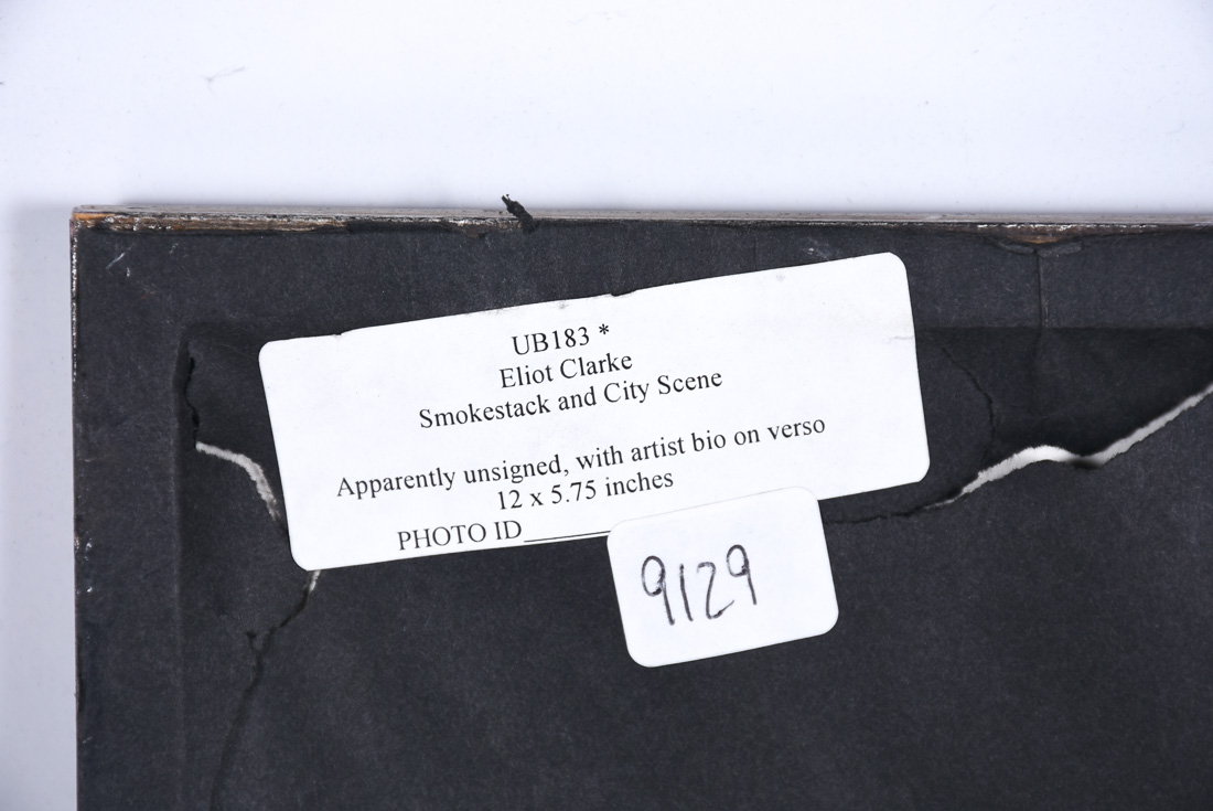 Eliot Clark Pastel "Smokestack and City Scene"