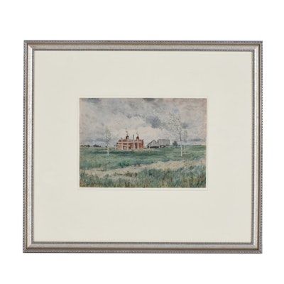 Henry Ward Ranger Original Farmscape Watercolor Henry Ward Ranger Original Farmscape Watercolor