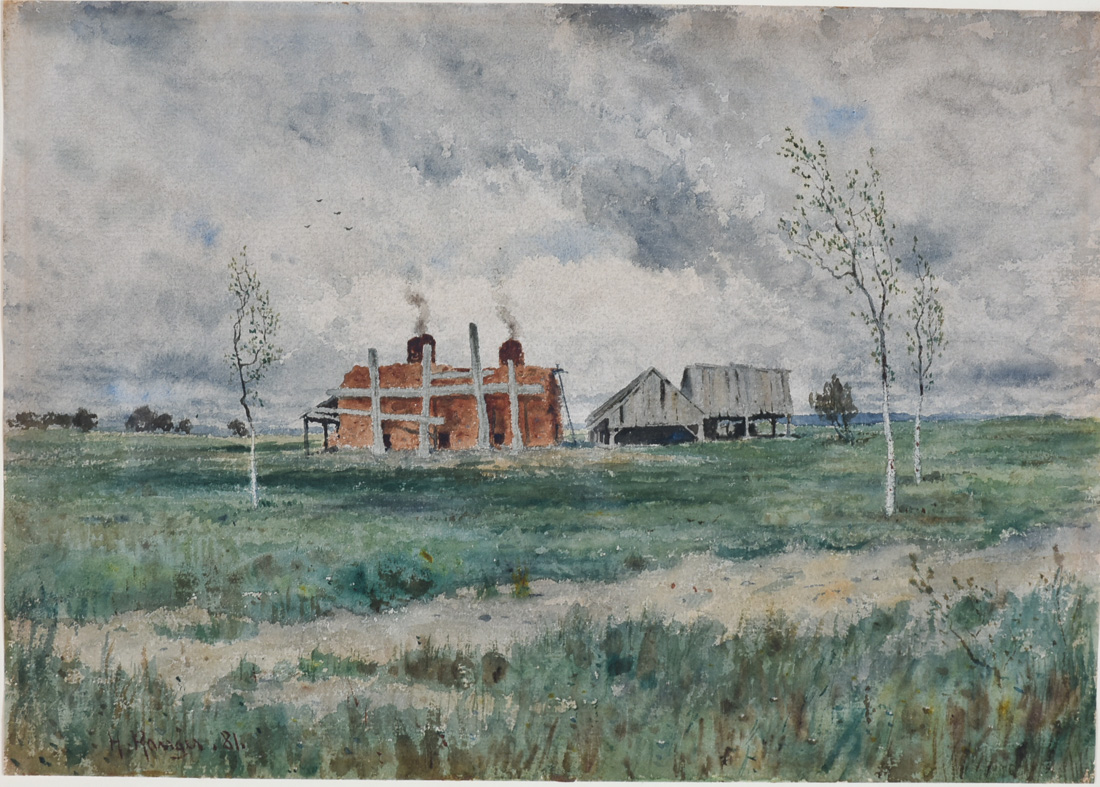 Henry Ward Ranger Original Farmscape Watercolor