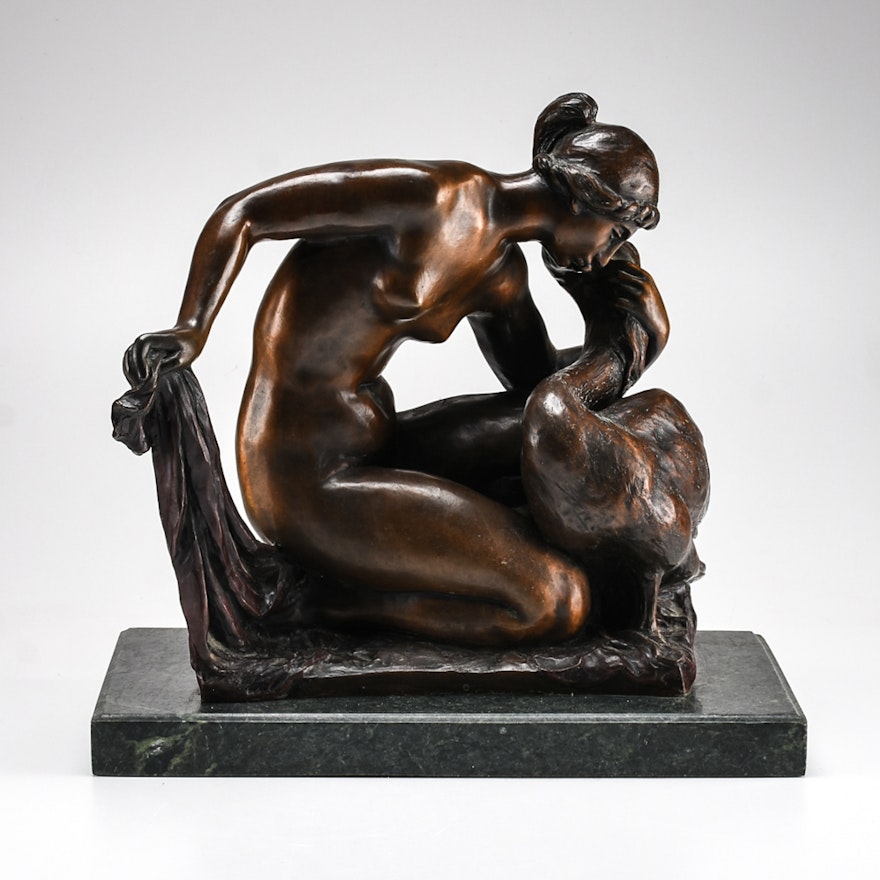 Posthumously Cast Renoir-Guino Bronze "Leda and the Swan"