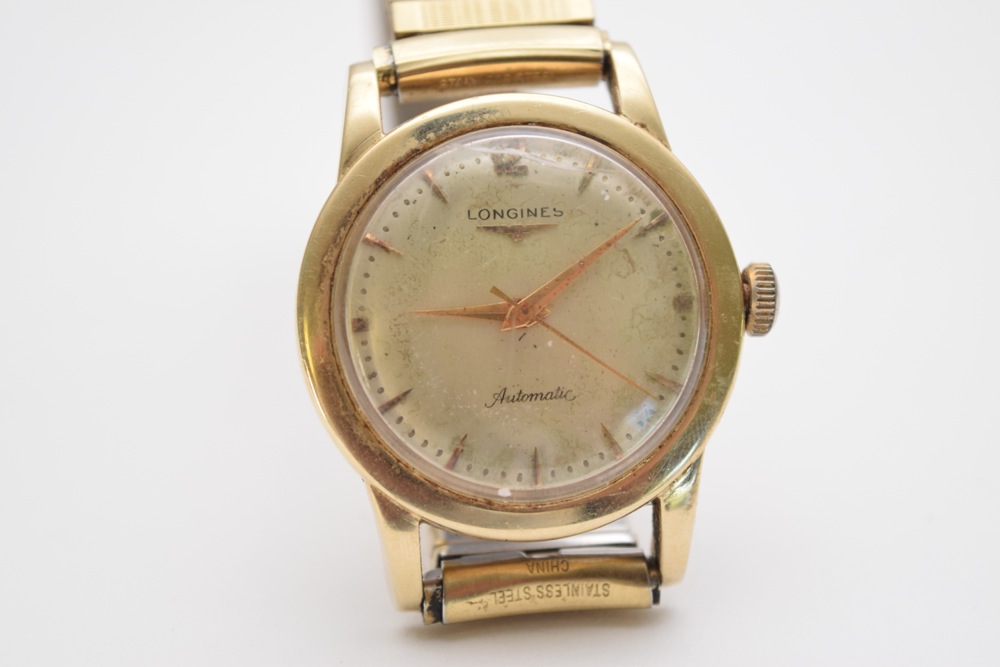 Vintage 14K Yellow Gold Case Longines Automatic Men's Watch