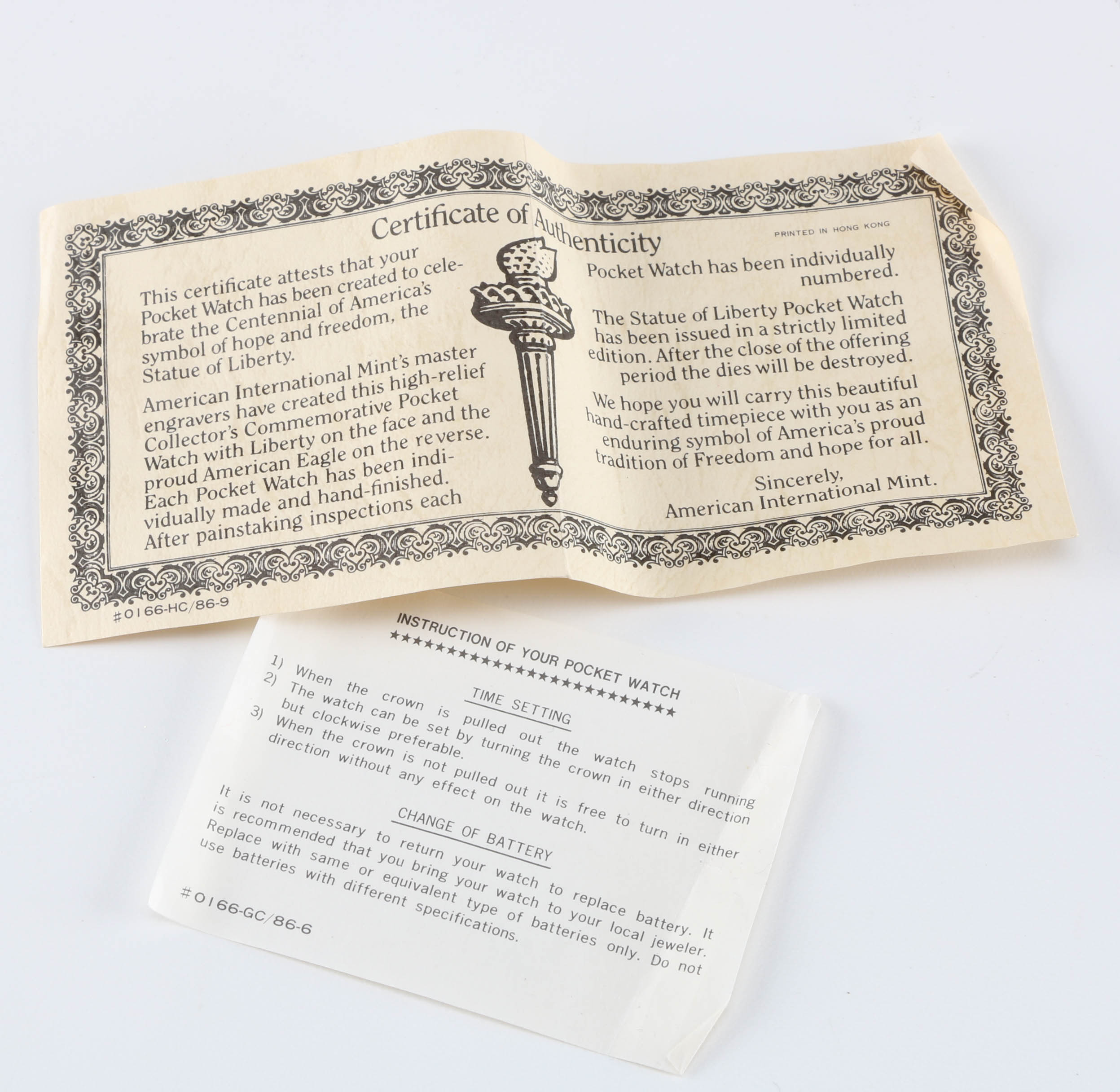 Commemorative Statue of Liberty Pocket Watch by American International Mint