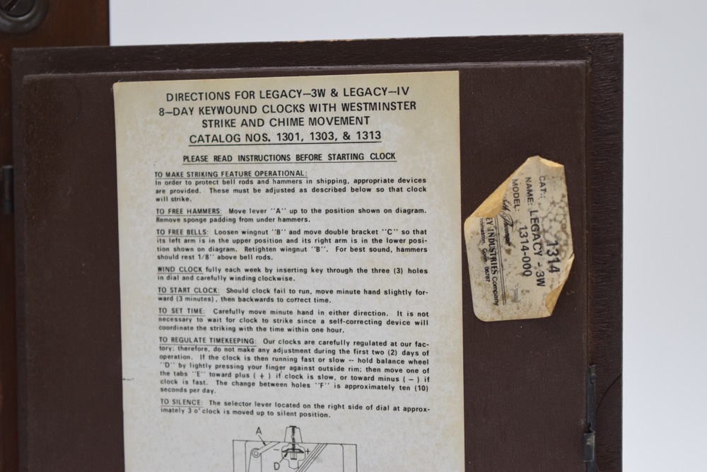 Seth Thomas Legacy 3W Mantel Clock With Original Manual