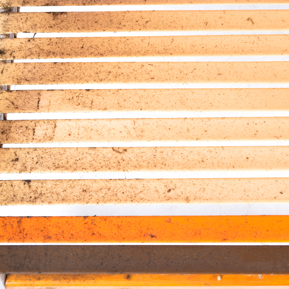 Pair of Tan Beach Chairs with Wood Armrests