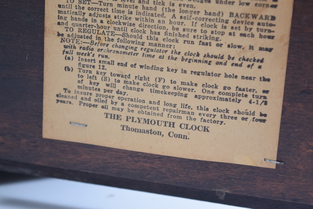 1940 Plymouth Tambour Mantel Clock