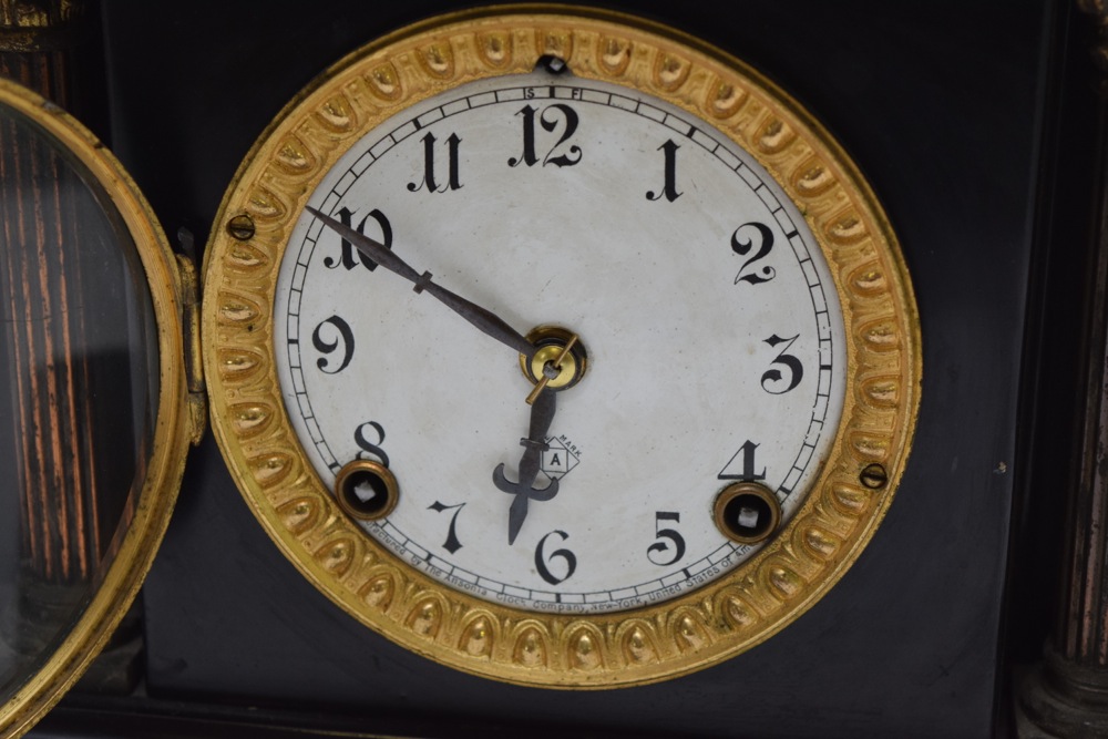 Antique Ansonia Metal Case Mantel Clock
