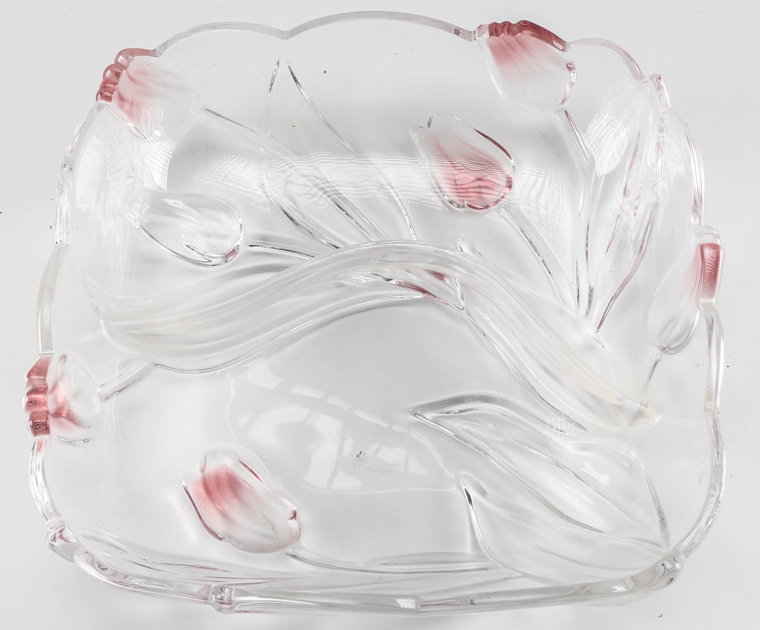 Tulip Pattern Divided Glass Serving Dish