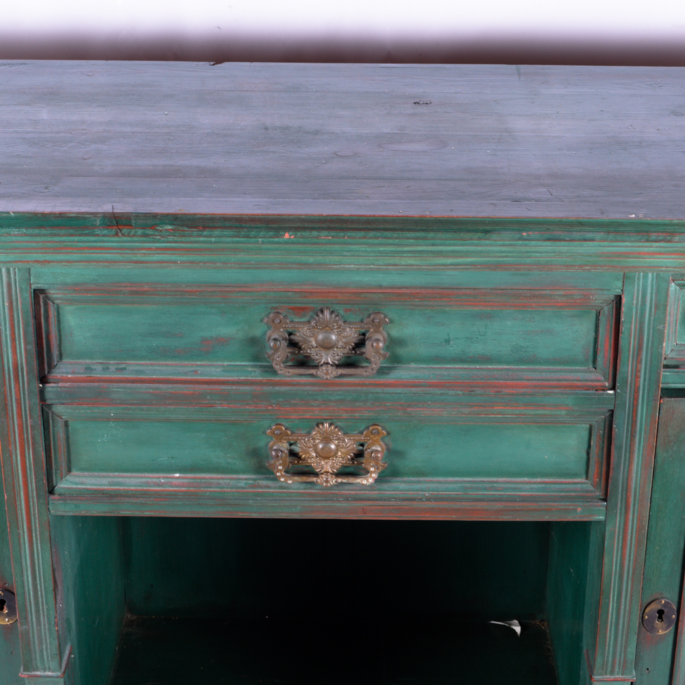 Vintage Breakfront Sideboard with Carved Doors
