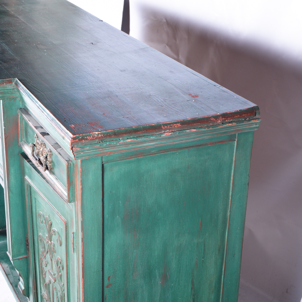 Vintage Breakfront Sideboard with Carved Doors