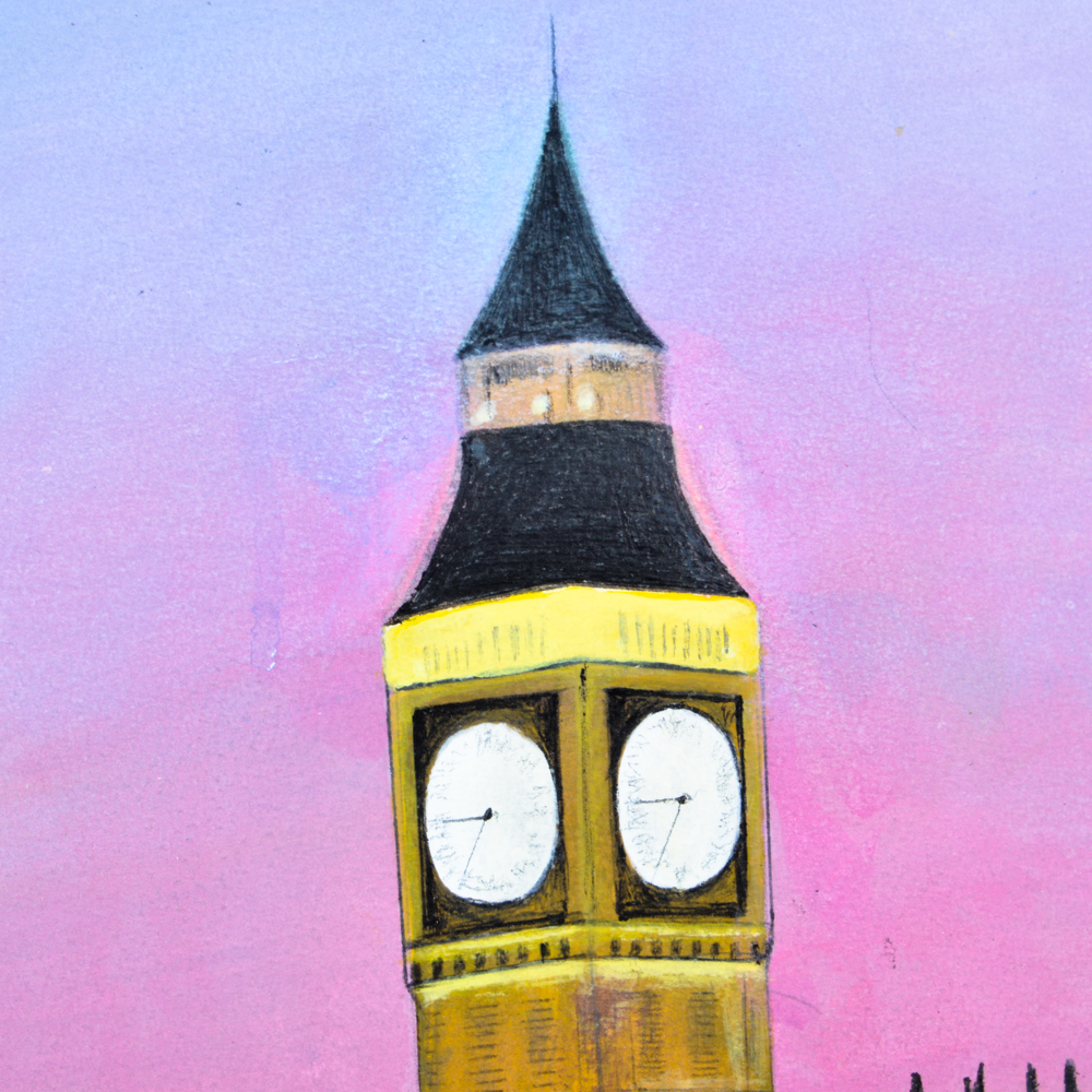 Framed Lithograph of London Skyline by JM Gibson