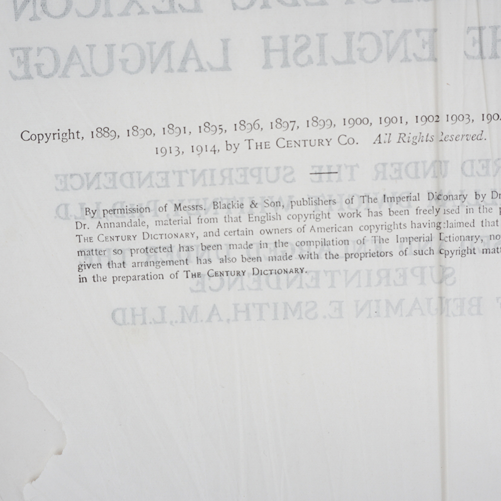 1914 "The Century Dictionary, an Encyclopedic Lexicon of the English Language" Ten Volumes in One