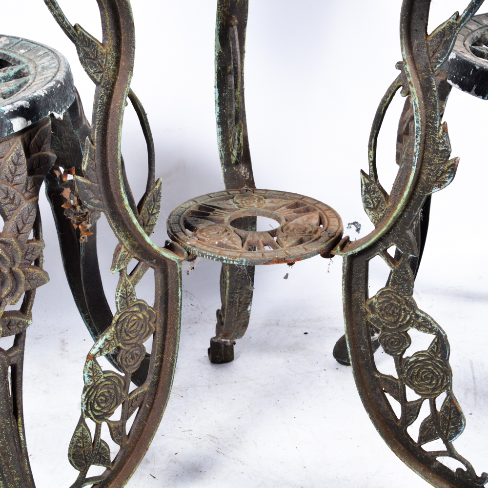 20th Century Victorian Style Cast Metal Garden Table and Chair Set