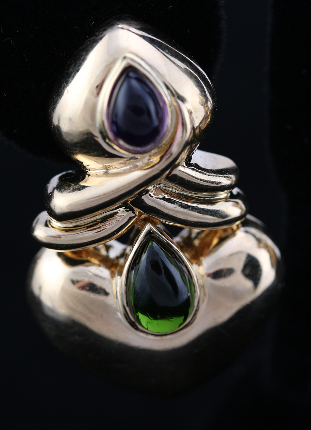 14K Amethyst and Tourmaline Earrings