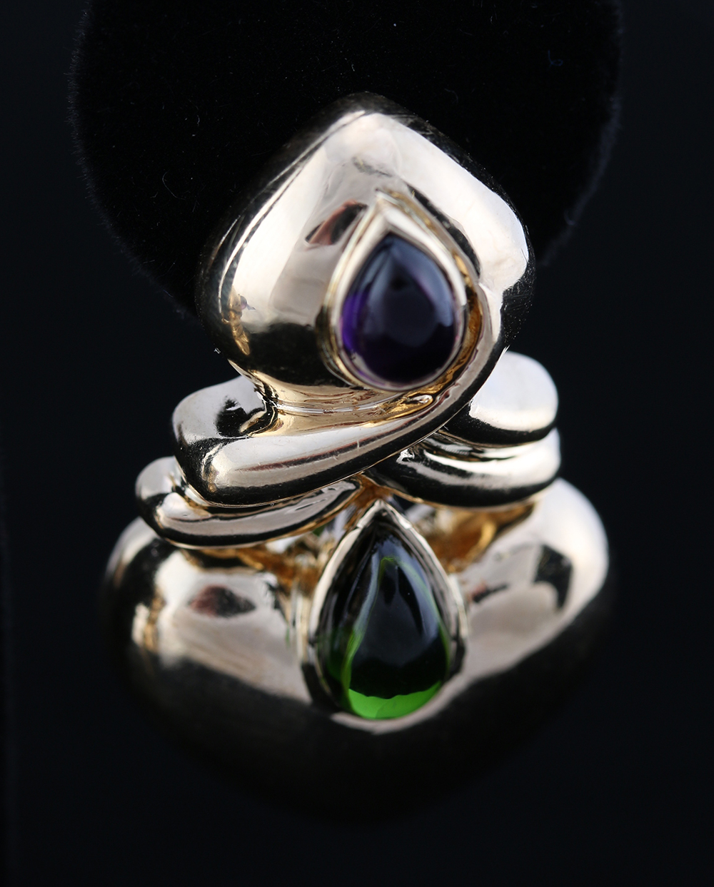 14K Amethyst and Tourmaline Earrings