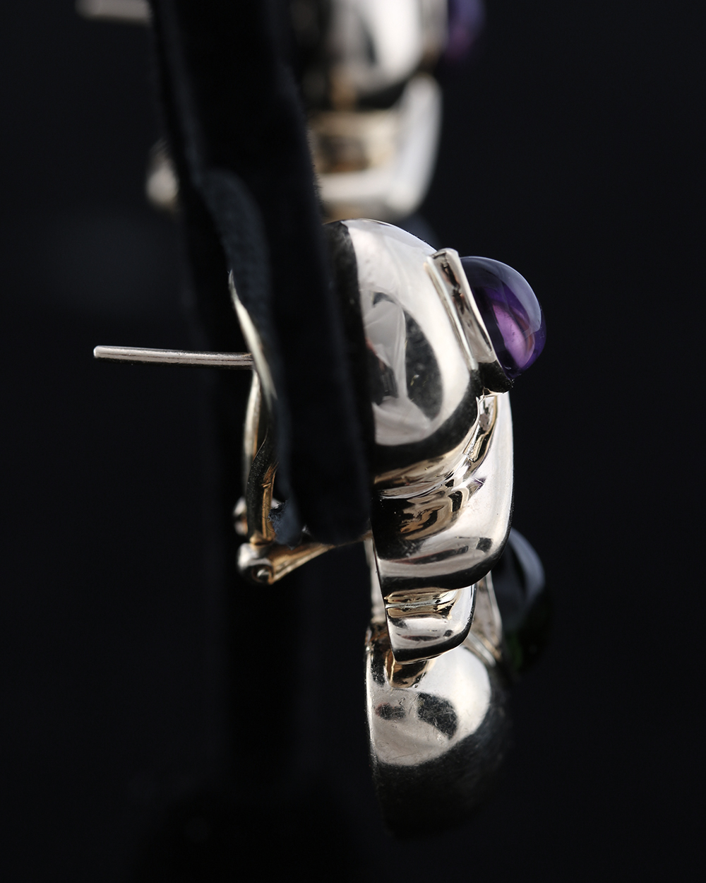 14K Amethyst and Tourmaline Earrings