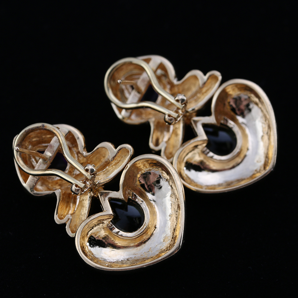 14K Amethyst and Tourmaline Earrings