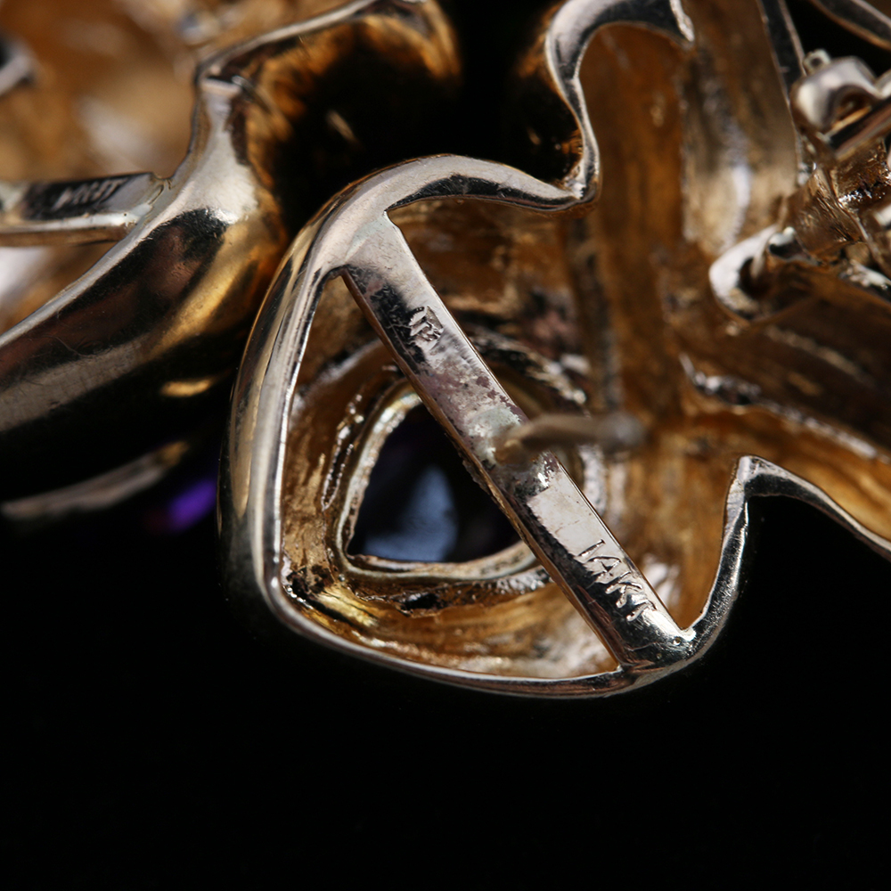 14K Amethyst and Tourmaline Earrings