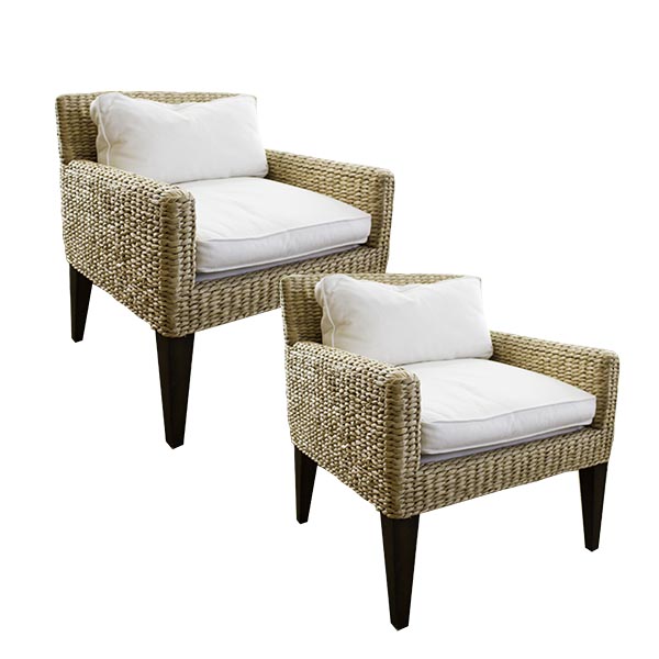 Pair of Seagrass Cushioned Armchairs