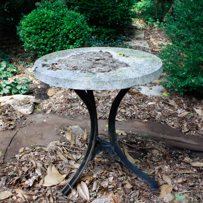 Antique Cast Iron Ice Cream Parlor Table Base with Concrete Round