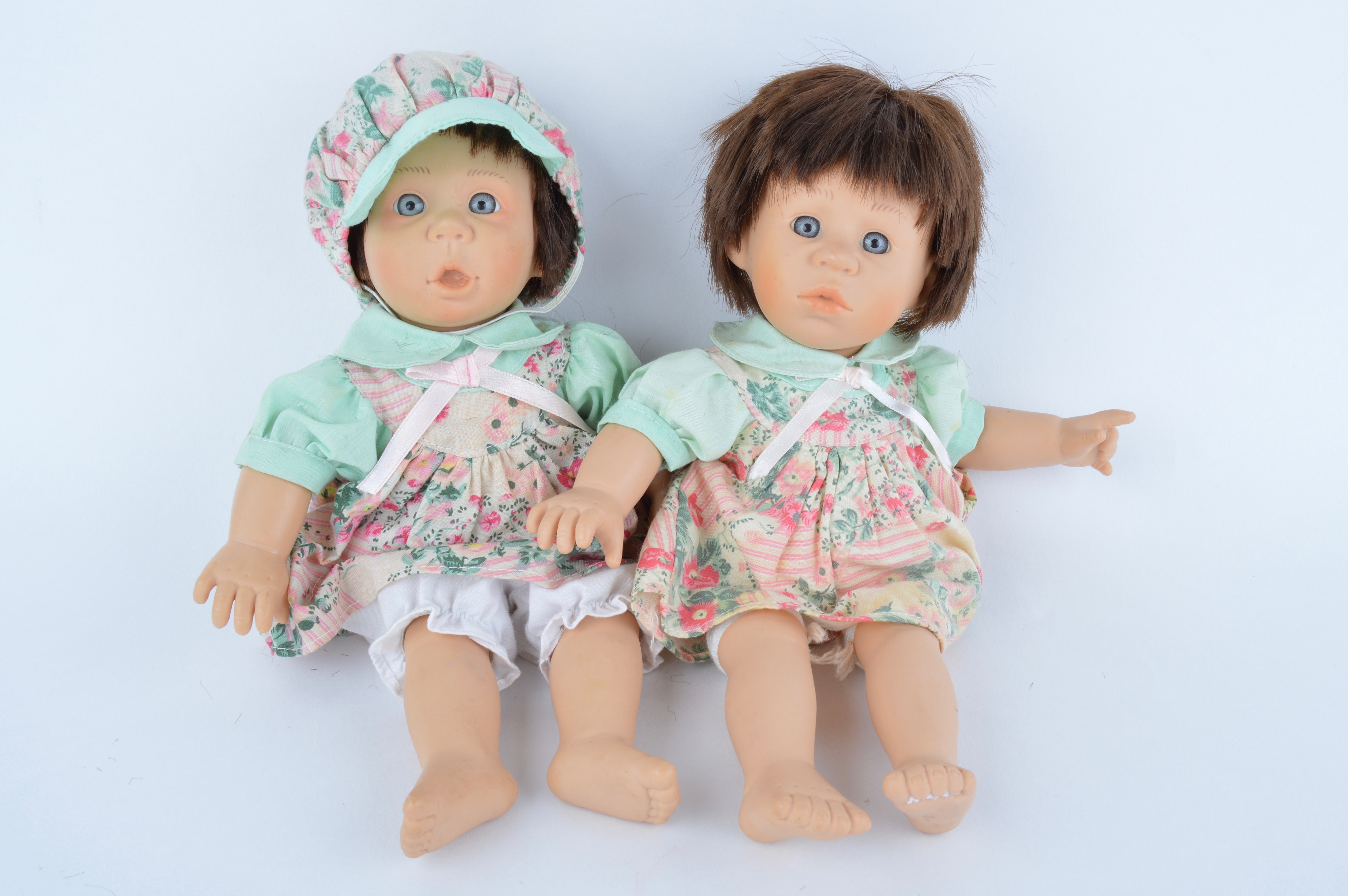 Vintage Gi-Go Expression Faces Dolls in Basket