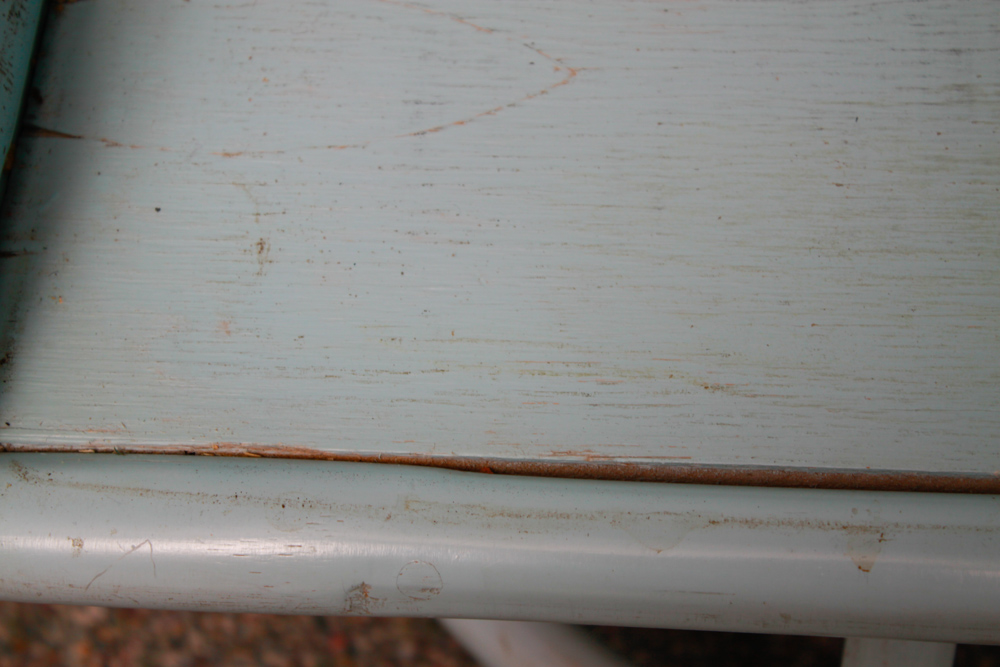 Vintage Blue Rattan Table and Cane Back Chair Set