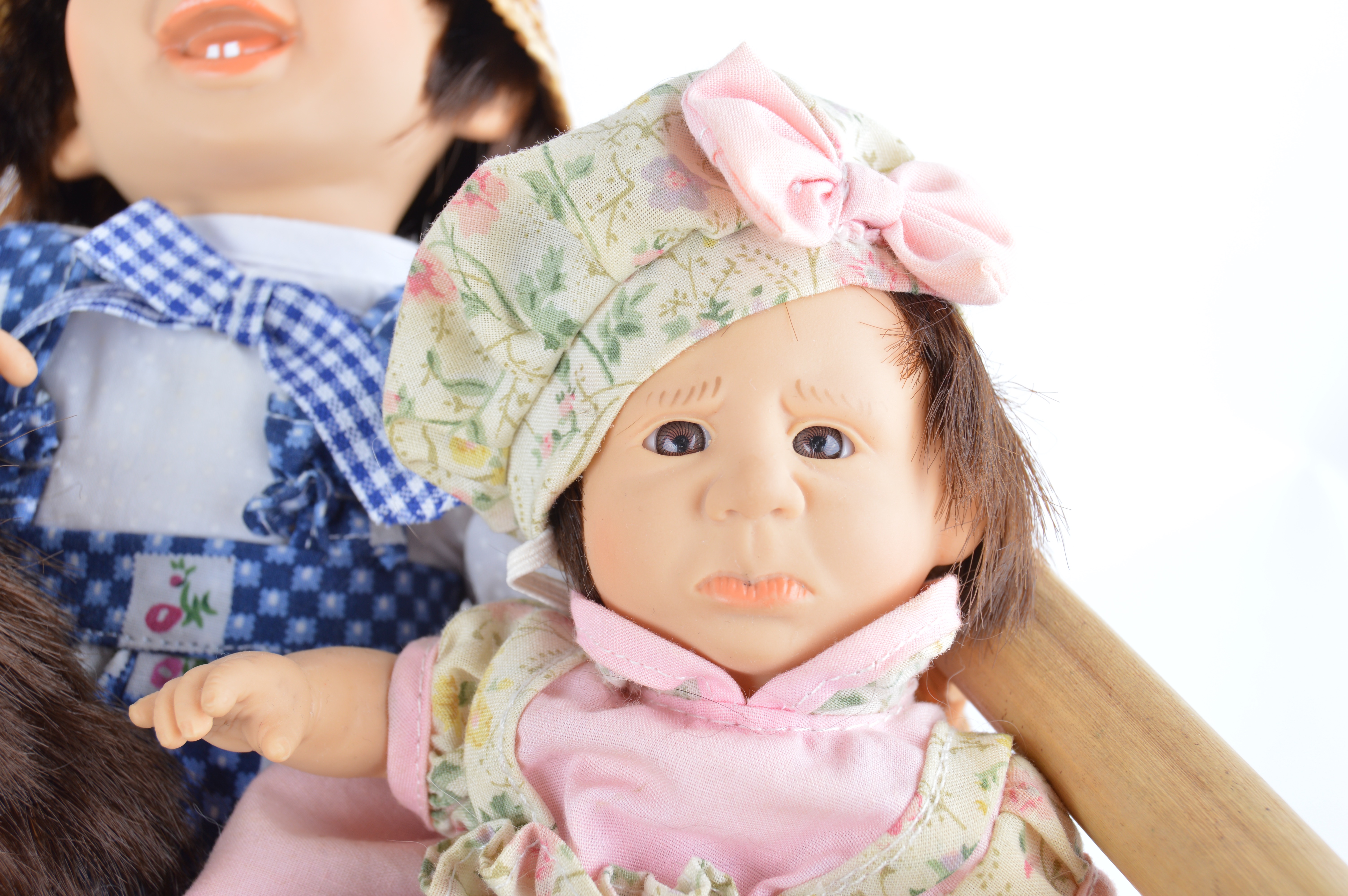 Vintage Gi-Go Expression Faces Dolls in Basket