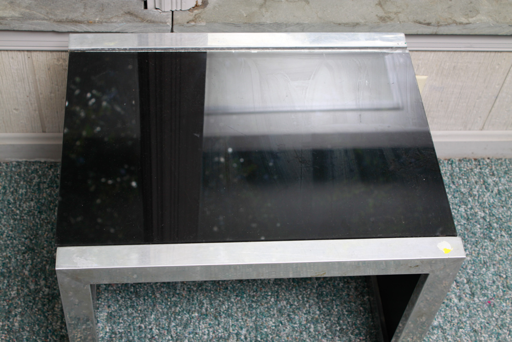 Glass and Steel End Table