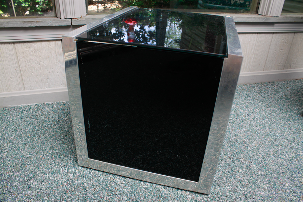 Glass and Steel End Table