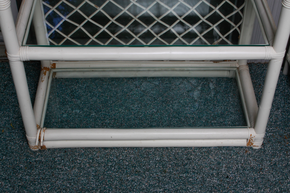 Vintage Rattan Display Shelves