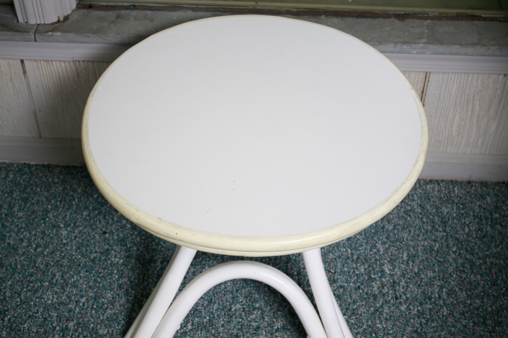 White Laminate Rattan Side Tables