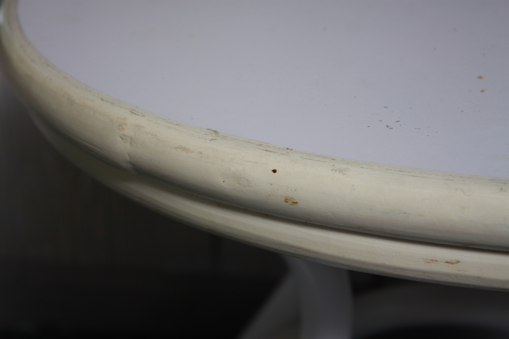 White Laminate Rattan Side Tables