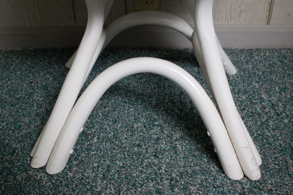 White Laminate Rattan Side Tables